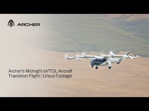 Archer&#039;s Midnight eVTOL Aircraft Transition Flight | Uncut Footage