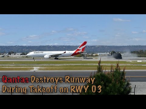 SPECIAL! RUNWAY BREAKS AND FLIES INTO THE AIR, as Qantas Departs Runway 03 (REPOST WITH PERMISSION)